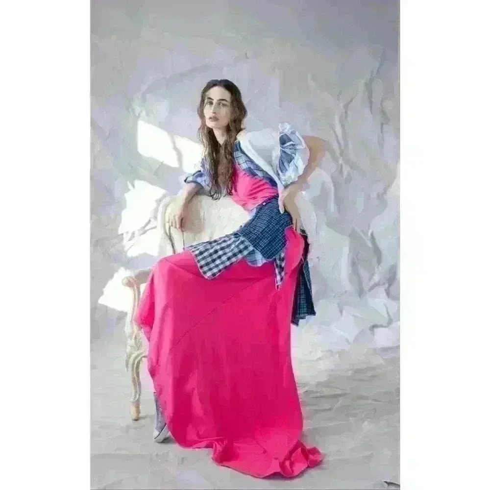 H&M Studio Collection Hot Pink Gown with Ruching in the back, Size XL, NWT - Picture 9 of 12